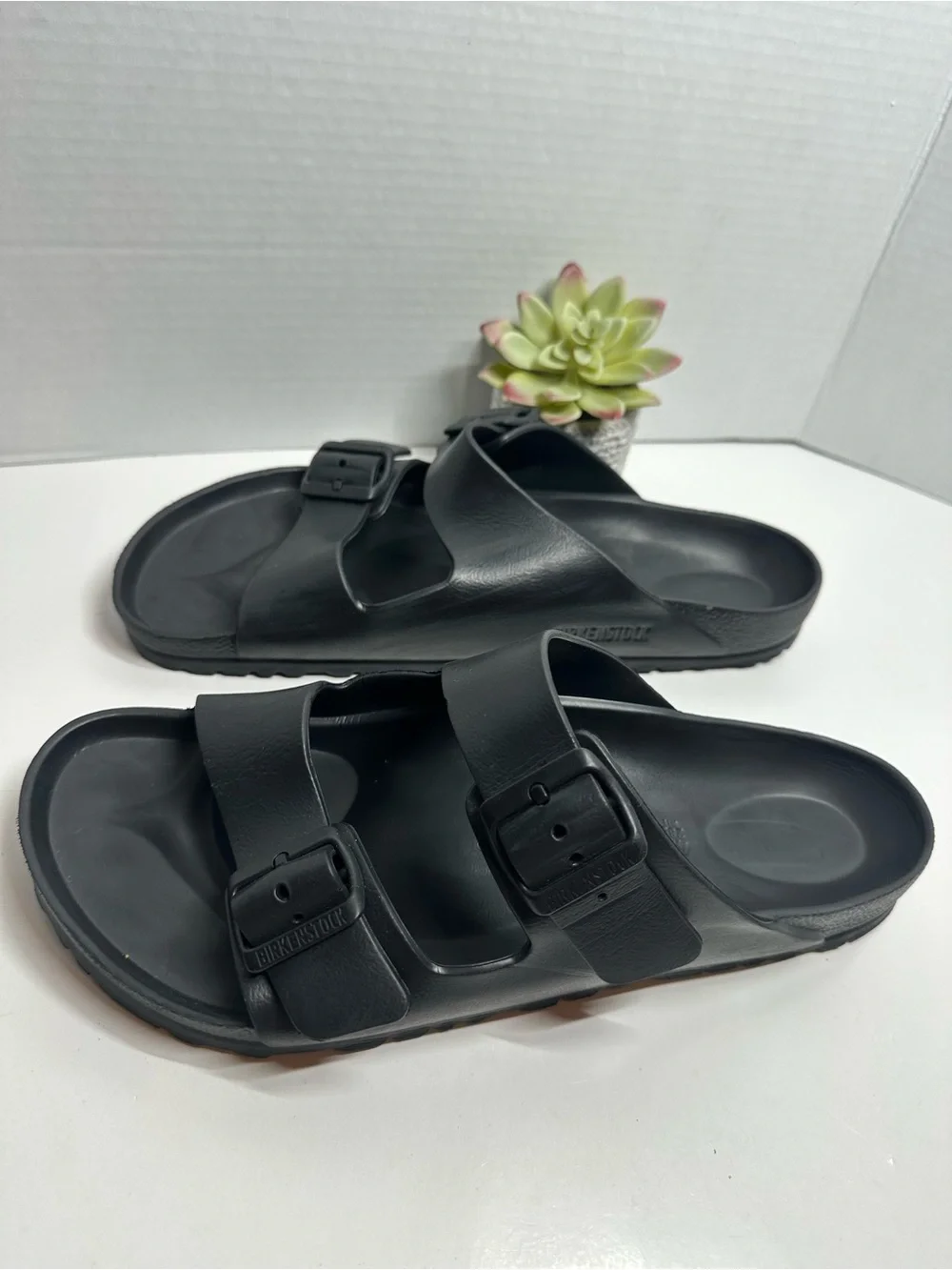 Birkenstock Black Two-Buckle Slide Sandals